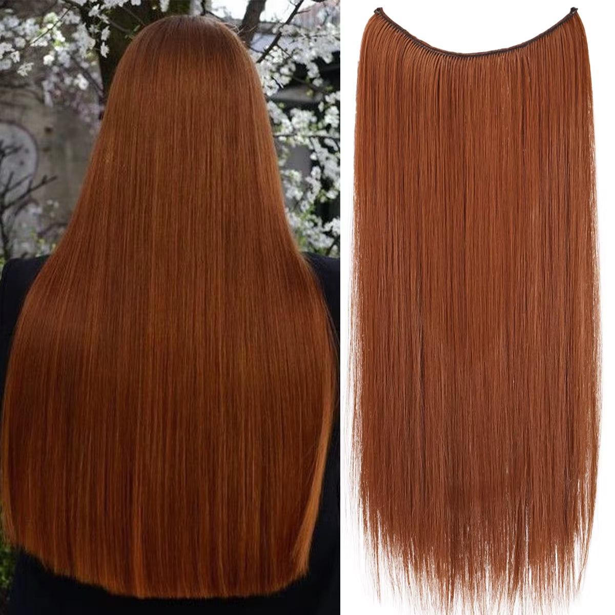 Long Straight Synthetic Hair Extension Invisible Fishing Line