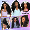 Flip over Half Wig 3 in 1 Deep Wave Half Wig Human Hair Wear and Go Glueless Wigs with Drawstring Seamless Clips Wig for Women