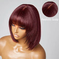 Tedhair 150% Density Reddish Purple Layered Cut Minimalist Lace Bob Wig Yaki Straight #99J