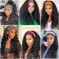 Deep Wave Headband Wig Human Hair Curly Headband Wigs for Black Women 150% Density Brazilian Virgin Human Hair Headband Wigs Curly Headband Wigs Human Hair Natural Black Headband Wigs 12 Inch