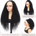 Flip over Half Wig 3 in 1 Deep Wave Half Wig Human Hair Wear and Go Glueless Wigs with Drawstring Seamless Clips Wig for Women