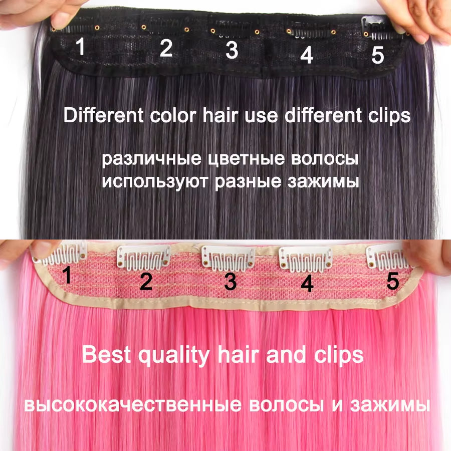 Favourite Long Wavy Synthetic Clip-In Hair Extensions 5 Clips
