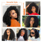 Kinky Curly Half Wig Human Hair 200% Density Wear Go Glueless Wigs Human Hair 3 In 1 Curly Half Wig Human Hair Drawstring Seamless Flip Headband Wig for Women Beginner Friendly Natural Black 18 Inch