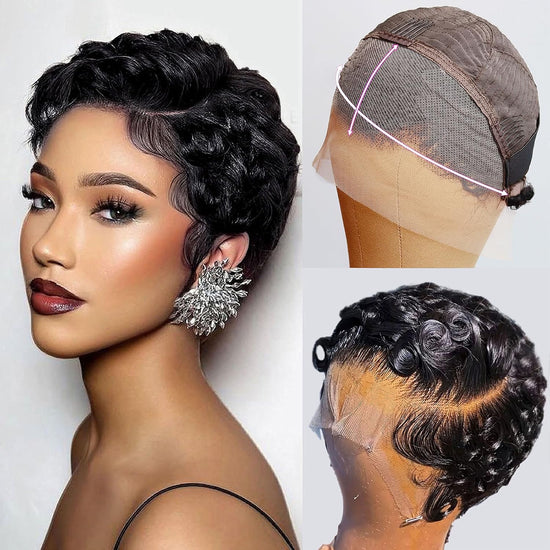 Short Curly Pixie Cut 13x4 Lace Front 100% Human Hair Wigs for Black Woman