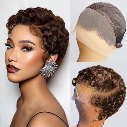 Short Curly Pixie Cut 13x4 Lace Front 100% Human Hair Wigs for Black Woman
