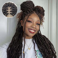 Tedhair 26 Inches 4X4 Deep Curls Ends Boho Goddess Locs Lace Closure Wigs 200% Density-100% Handmade