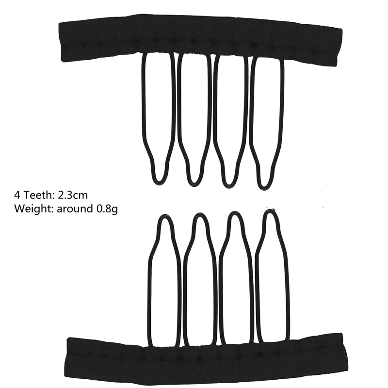 50Pcs Wig Combs to Secure Wig 4-7Teeth Wig Comb Wig Clips with Cloth for Making Wig Caps Steel Material Clips Combs