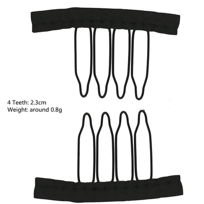 50Pcs Wig Combs to Secure Wig 4-7Teeth Wig Comb Wig Clips with Cloth for Making Wig Caps Steel Material Clips Combs