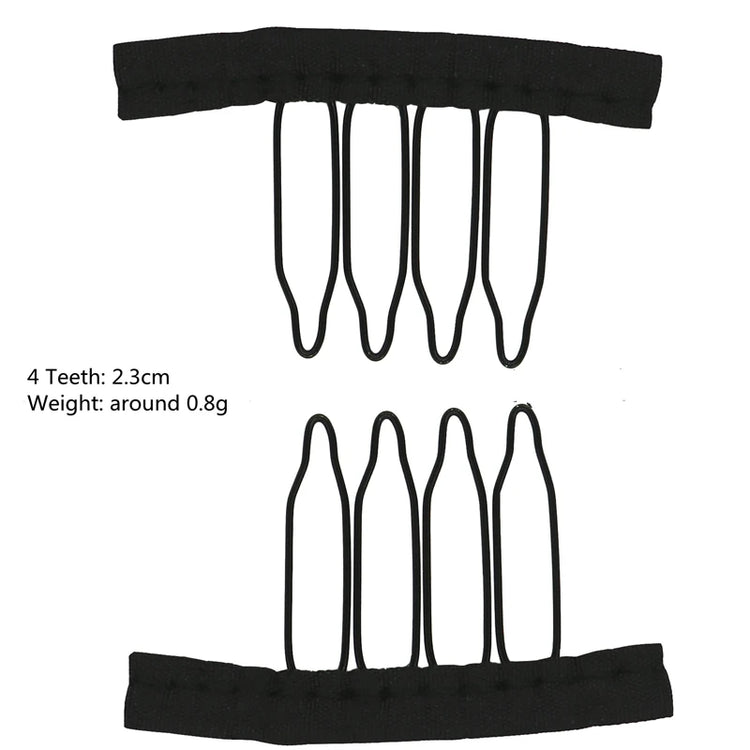 50Pcs Wig Combs to Secure Wig 4-7Teeth Wig Comb Wig Clips with Cloth for Making Wig Caps Steel Material Clips Combs