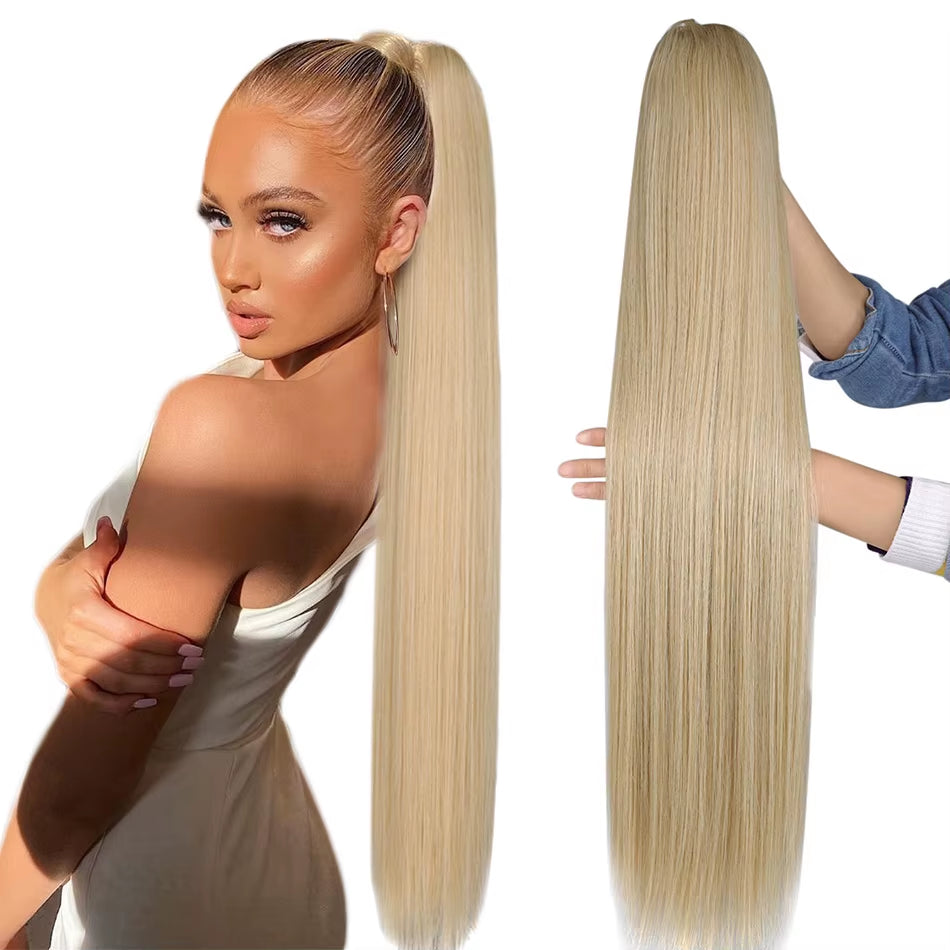 BOOMING 32-Inch Synthetic Drawstring Straight Ponytail Extension
