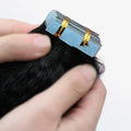 Tedhair Afro-Textured Kinky Straight Tape in Remy Hair Extensions #1B Natural Black