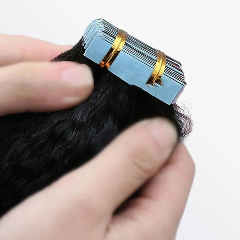 Tedhair Afro-Textured Kinky Straight Tape in Remy Hair Extensions 