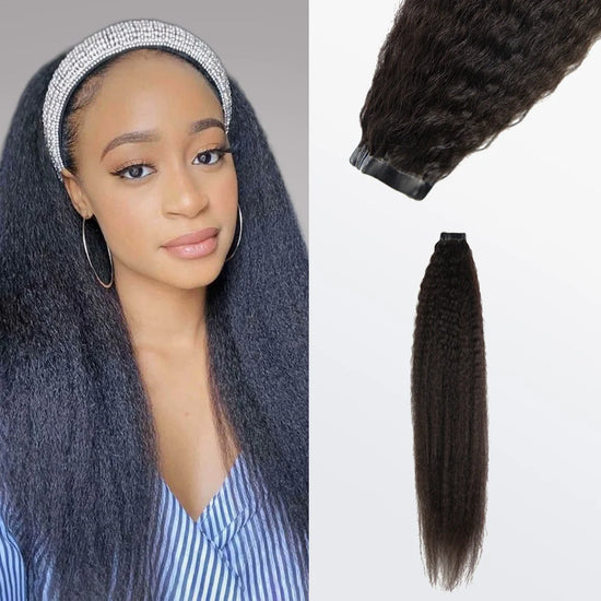 Tedhair Afro-Textured Kinky Straight Tape in Remy Hair Extensions 