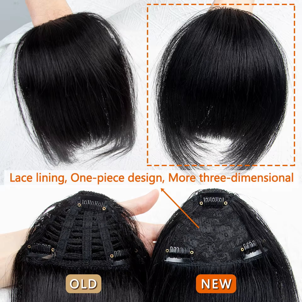 Human Hair Clip-In Bangs 3D Blunt Cut Extensions