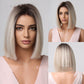 Short Straight Grey Hair Wig with Middle Part