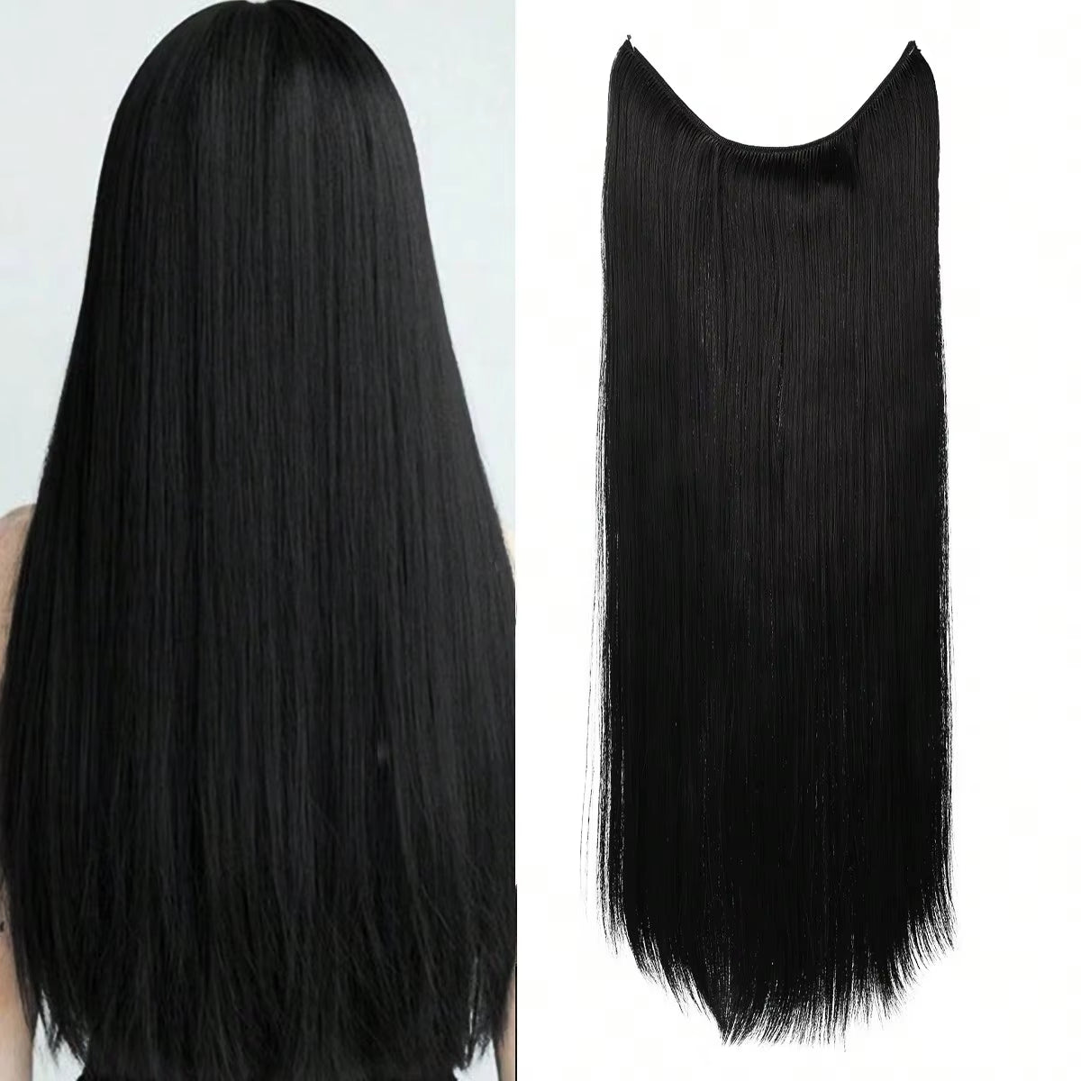 Long Straight Synthetic Hair Extension Invisible Fishing Line