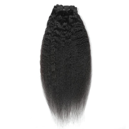 Kinky Straight Natural Clip-In Human Hair Extensions