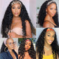 Human Hair Curly Wigs with Headband for Black Women - 18 Inch Deep Wave Machine Made None Lace Front Wig - 150% Density Brazilian Virgin Long Wig