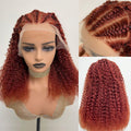 Mongolian Curly Human Hair Wig Pre Plucked 13X4 HD Transparent Lace Front Wigs for Women Reddish Brown Curly Lace Frontal Wig Fashion Braided 18Inch