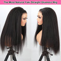 Kinky Straight Glueless Wigs for Women Ready to Wear and Go 180 Density 4X4 Lace Closure Wig Pre Cut Lace Human Hair Wig Natural