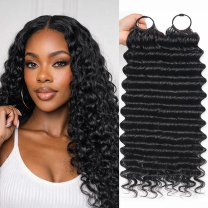 Tedhair Miracle Knots Human Feather Crochet Hair Deep Wave with No Spiral Ends - Pre-Separated Knotless Crochet Braids for Seamless Blending