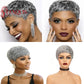 2 Inch Light Gray Short Curly Human Hair Full Machine Wig Glueless Comfortable Fit for Black Women Daily Wear Mature Hairstyles