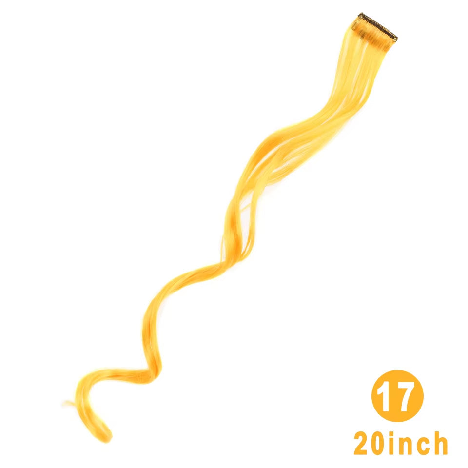 Lupu Synthetic Long Straight Rainbow Highlight Colored Hair Extensions Clip in Fake Hair Pieces for Women Heat Resistant