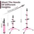 50 Inch Adjustable Wig Tripod Stand with Tool Tray for Hairdressing Training - Pink