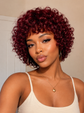 99J Burgundy Afro Puff Pixie Bob Glueless Lace Human Hair Wig
