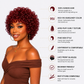 99J Burgundy Afro Puff Pixie Bob Glueless Lace Human Hair Wig