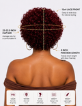 99J Burgundy Afro Puff Pixie Bob Glueless Lace Human Hair Wig