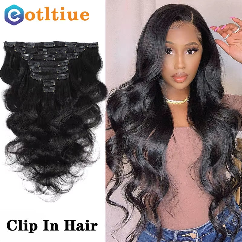 Brazilian Body Wave Clip-In Human Hair Extensions 8Pcs 120G