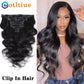 Brazilian Body Wave Clip-In Human Hair Extensions 8Pcs 120G