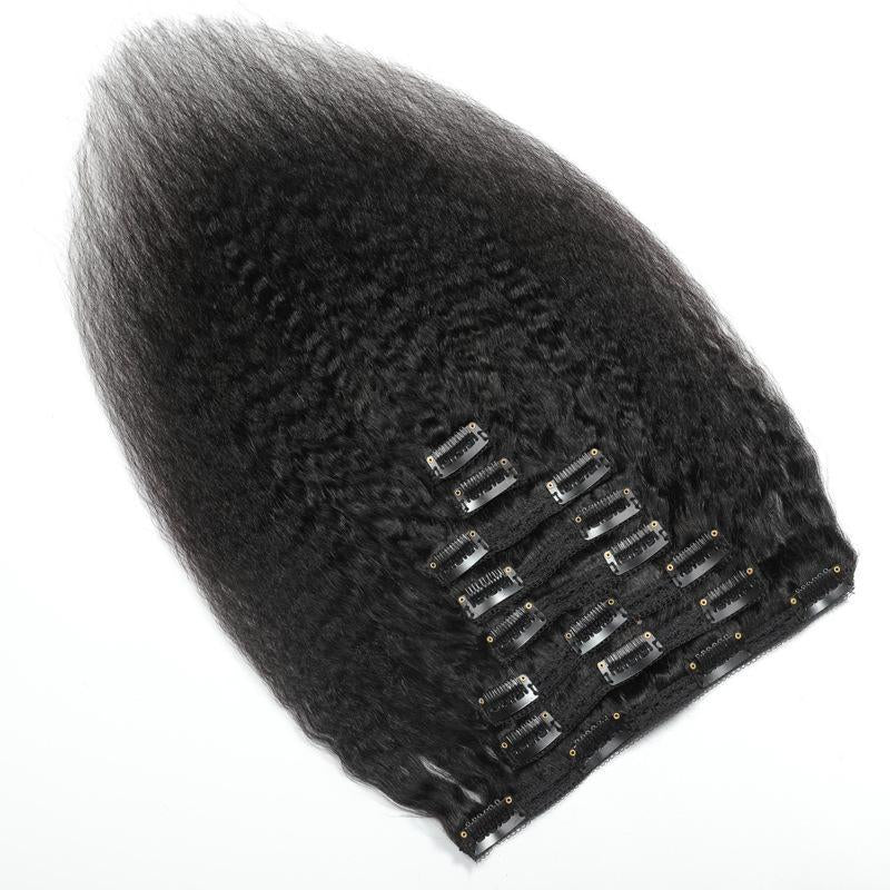 Kinky Straight Natural Clip-In Human Hair Extensions