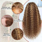 13X4 Lace Front Highlight Curly Wig Human Hair Glueless HD Deep Wave Preplucked 4/27 Colored Wig for Women
