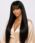 Bone Straight Wig with Bangs | 3X1 HD Lace Glueless Human Hair