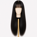 Bone Straight Wig with Bangs | 3X1 HD Lace Glueless Human Hair