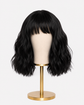 Body Wave Bob Wig with Bangs Short Full Machine Made Human Hair Wigs 220% Density Loose Body Wave Brazilian Natural Black Color