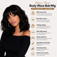 Body Wave Bob Wig with Bangs Short Full Machine Made Human Hair Wigs 220% Density Loose Body Wave Brazilian Natural Black Color