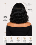 Body Wave Bob Wig with Bangs Short Full Machine Made Human Hair Wigs 220% Density Loose Body Wave Brazilian Natural Black Color