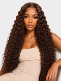 Deep Wave Human Hair Wigs Chocolate Brown 13X6 Hd Lace Frontal Wig Human Hair 250 Density Curly Pre Plucked Brazilian Wigs