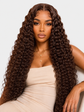 Deep Wave Human Hair Wigs Chocolate Brown 13X6 Hd Lace Frontal Wig Human Hair 250 Density Curly Pre Plucked Brazilian Wigs