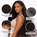 360° HD Lace Front Wig – 40-Inch Kinky Yaki Straight Human Hair