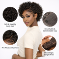 Short Pixie Cut Curly Lace Front Wigs Brazilian Remy Colored Human Hair Ombre Human Hair Wig HD Lace Front Wigs Pre Plucked 1 Inch Hairline Water Wave Pixie Cut Wigs for Black Women (#1B)