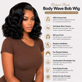 Gorgeous 13X6 Glueless HD Lace Front Wig - Body Wave Brazilian Human Hair Short Bob, Pre-Plucked & Ready to Wear for Effortless Style!