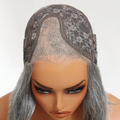 Gray Color 4X4 Lace Closure Human Hair Wigs for Women Mix Silver Lace Closure Wigs Pre Plucked 8 Inches Short BOB Wigs Hairugo