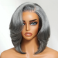 Gray Color 4X4 Lace Closure Human Hair Wigs for Women Mix Silver Lace Closure Wigs Pre Plucked 8 Inches Short BOB Wigs Hairugo