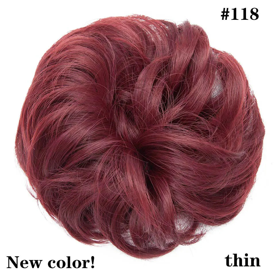 HAIRRO Synthetic Elastic Hair Scrunchie Curly Chignons Hair Rope Natural Fake Hair Bun Curly Clip in Hair Ponytails Extensions