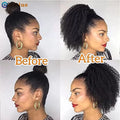 Ponytail Human Hair Kinky Curly Ponytail Brazilian Drawstring Ponytail Clip in Hair Extensions Remy Human Hair Curly Hair Tail