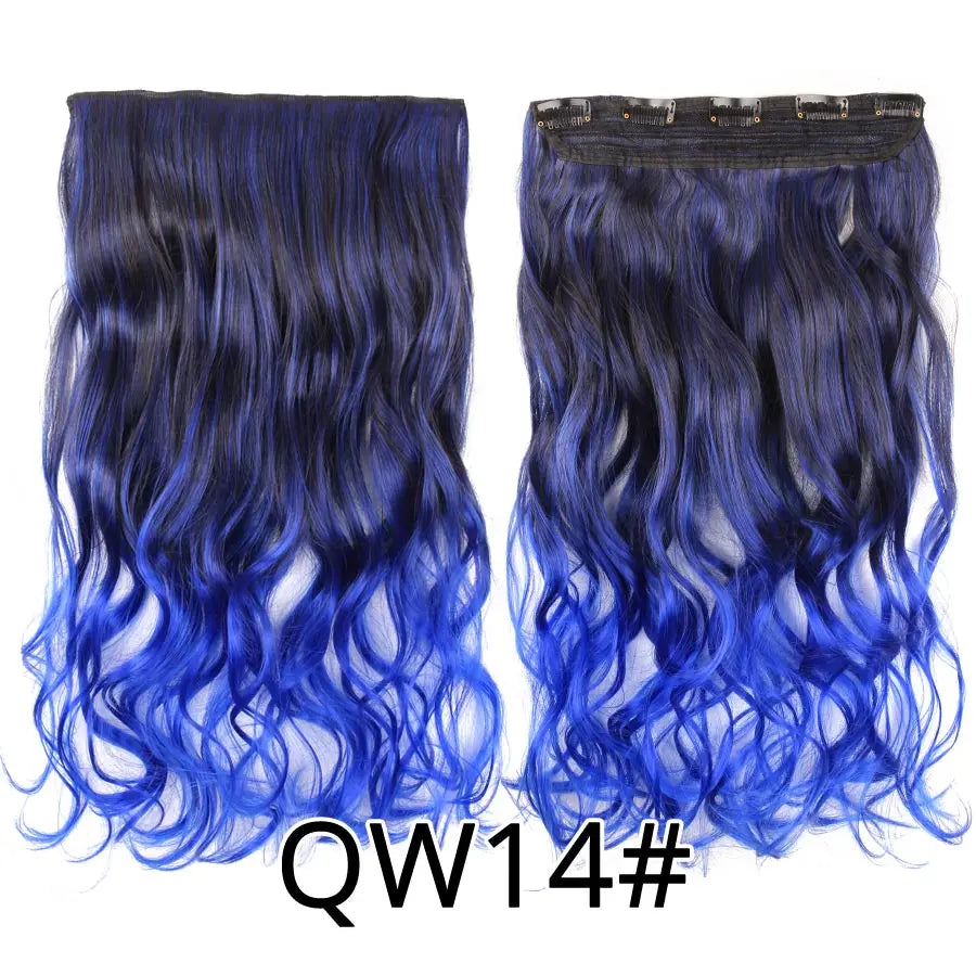 Alileader Favourite Synthetic 5Clips In Hair Long Wave Clip In Hair Extension Synthetic Hair Extensions Ombre Fake Hairpieces